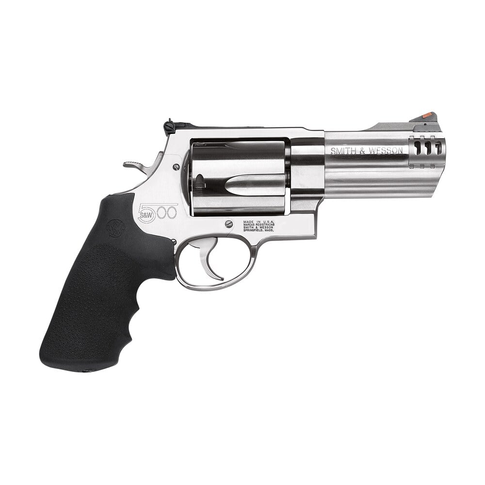 smith & wesson 163504 model 500 x frame 500 s&w mag stainless steel 4″ compensated barrel & 5rd cylinder, satin stainless steel x frame, includes two muzzle brakes & internal lock Smith & Wesson 163504 Model 500 X-Frame 500 S&W Mag Stainless Steel 4" Compensated Sports South item 11746