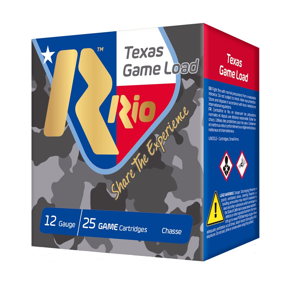 rio ammunition tghv3675tx texas game load high velocity 12gauge 2.75" 1 1/4oz 7.5shot 25 per box/10 case Rio Ammunition TGHV3675TX Texas Game Load High Velocity 12Gauge 2.75" 1 1/4oz 7.5Shot 25 Per Sports South item 117555