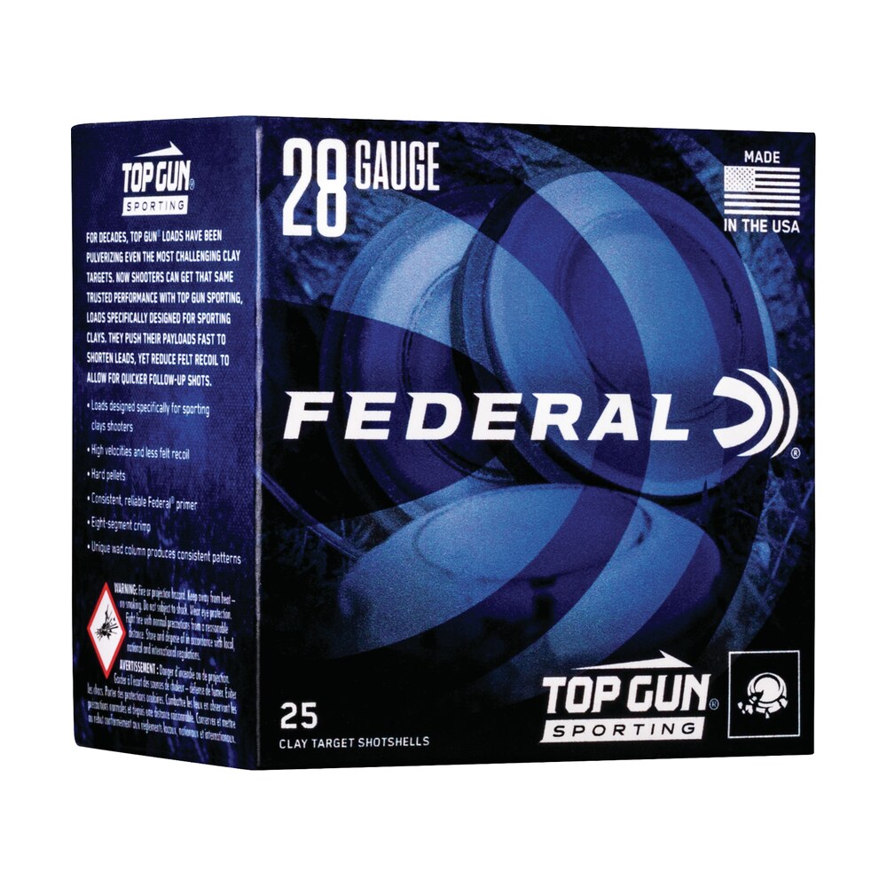 federal tgs28218 top gun 28gauge 2.75" 3/4oz 8shot 25 per box/10 case Federal TGS28218 Top Gun 28Gauge 2.75" 3/4oz 8Shot 25 Per Box/10 Case Sports South item 117657