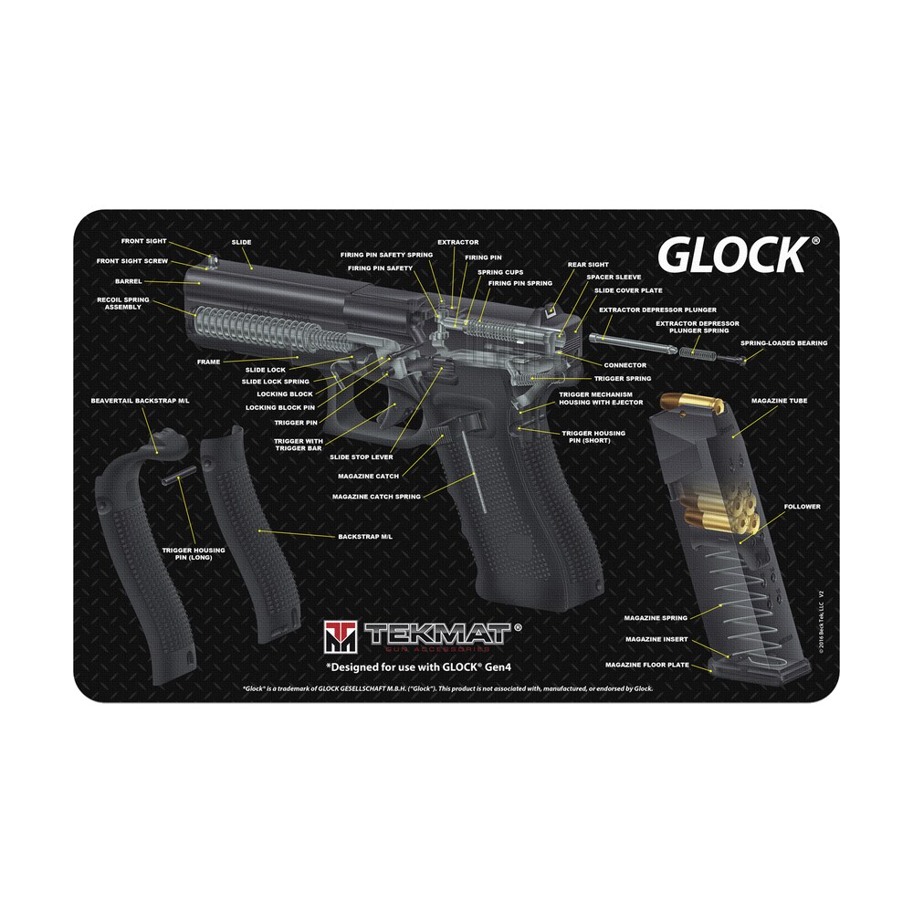 tekmat tekr17glockca cleaning mat multi color rubber 11"x17" glock 3d cutaway TekMat TEKR17GLOCKCA Cleaning Mat Multi-Color Rubber 11"x17" Glock 3D Cutaway Sports South item 117824