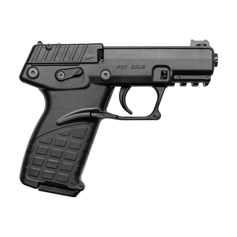 kel tec p17bblk p17 compact frame 22 lr 16+1 3.80" black steel threaded barrel, black serrated slide, black polymer frame w/picatinny rail, textured grip, ambidextrous Kel-Tec P17BBLK P17 Compact Frame 22 LR 16+1 3.80" Black Steel Threaded Sports South item 117886