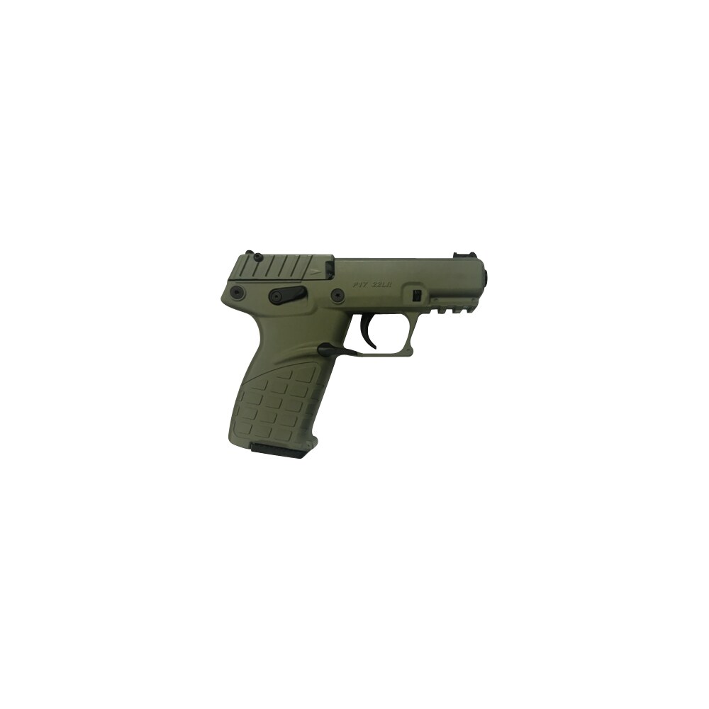 kel tec p17bgrn p17 compact frame 22 lr 16+1 3.80" black steel threaded barrel, od green serrated slide, od green w/black controls polymer frame w/picatinny rail, od green textured grip, ambidextrous Kel-Tec P17BGRN P17 Compact Frame 22 LR 16+1 3.80" Black Steel Threaded Sports South item 117887