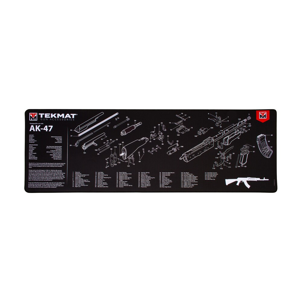 tekmat tekr44ak47 ak 47 ultra 44 cleaning mat black/white rubber 15"x44" ak 47 parts diagram TekMat TEKR44AK47 AK-47 Ultra 44 Cleaning Mat Black/White Rubber 15"x44" AK-47 Parts Diagram Sports South item 117952
