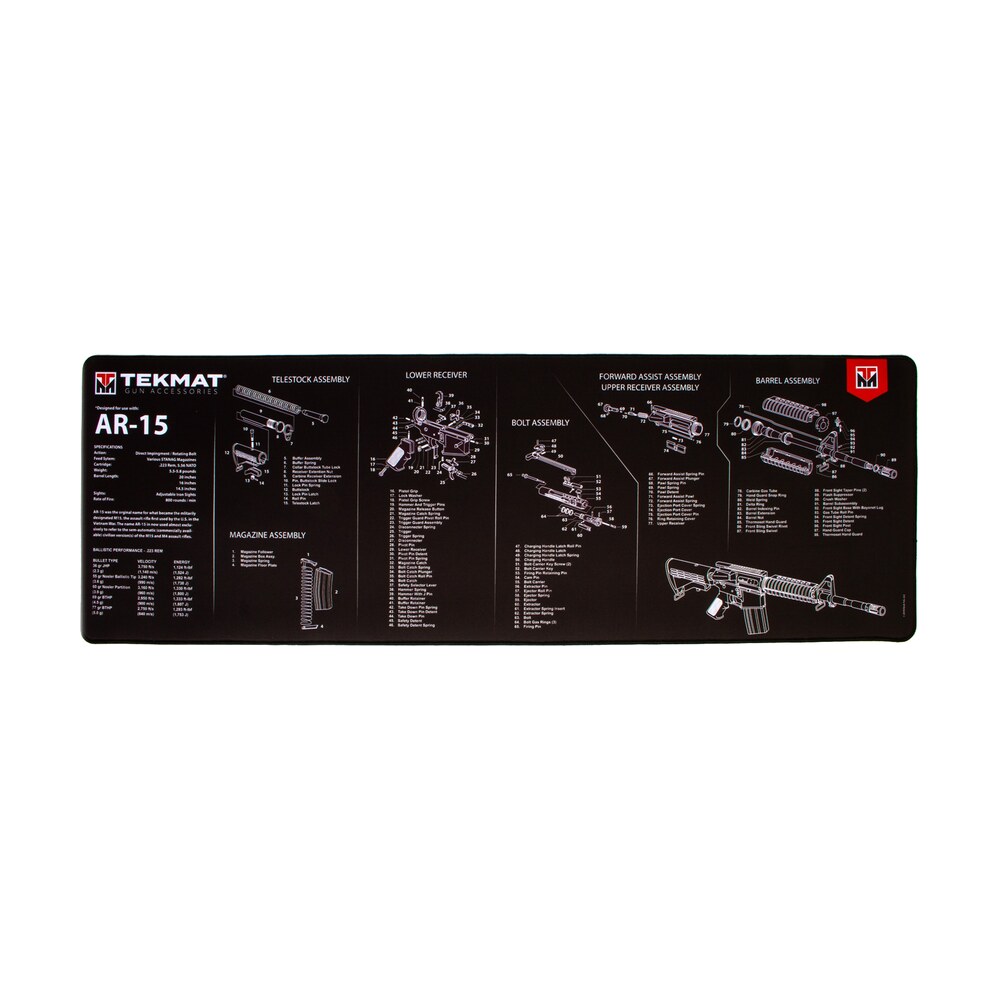 tekmat tekr44ar15 ar 15 ultra 44 cleaning mat black/white rubber 15"x44" ar 15 parts diagram TekMat TEKR44AR15 AR-15 Ultra 44 Cleaning Mat Black/White Rubber 15"x44" AR-15 Parts Diagram Sports South item 117964