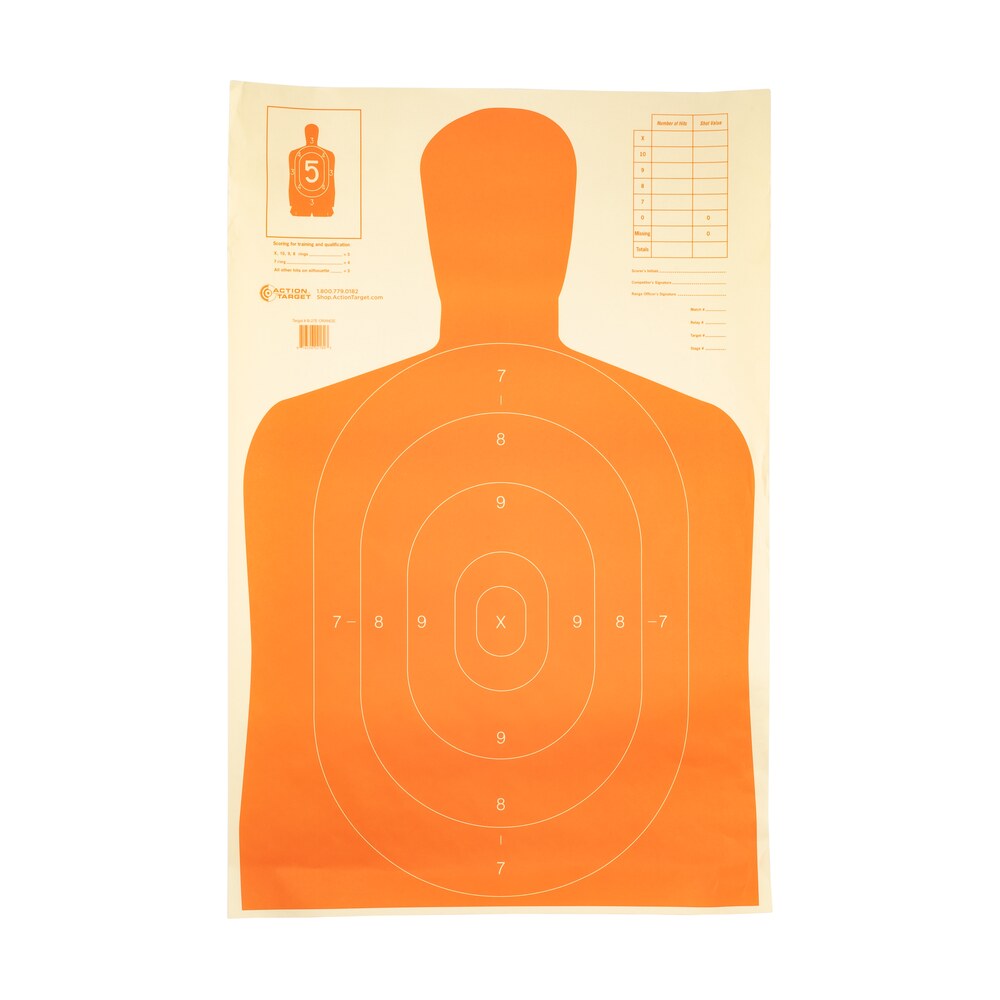 action target b27eorange qualification economy silhouette hanging paper target 23" x 35" 100 per box Action Target B27EORANGE Qualification Economy Silhouette Hanging Paper Target 23" x 35" 100 Sports South item 118724