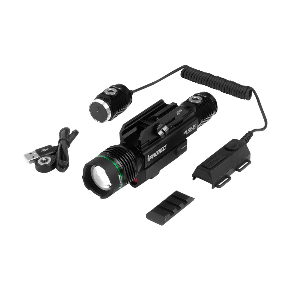 iprotec 6794 rm400lsr firearm light and laser combo black anodized 40/400 lumens green light red laser iProtec 6794 RM400LSR Firearm Light and Laser Combo Black Anodized 40/400 Lumens Green Light Sports South item 118886
