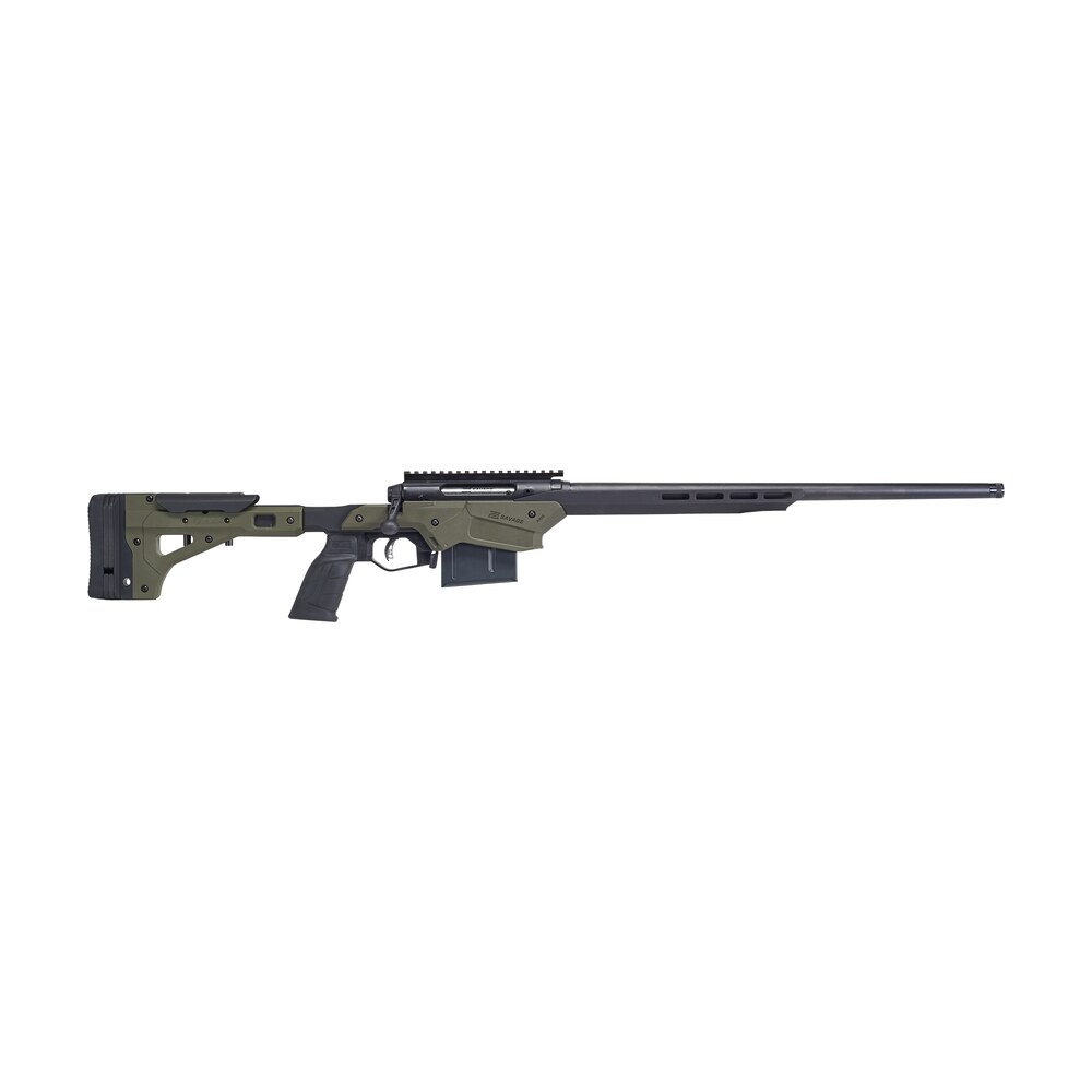savage arms 57550 axis ii precision 243 win 10+1 22", matte black barrel/rec, od green adjustable mdt aluminum chassis, polymer grip Savage Arms 57550 Axis II Precision 243 Win 10+1 22", Matte Black Barrel/Rec, OD Green Sports South item 119185