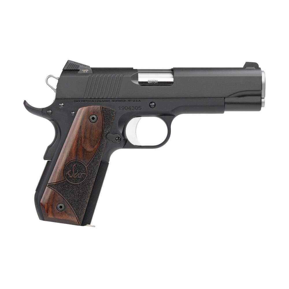 dan wesson 01828 guardian 9mm luger 9+1 4.25" stainless steel barrel, black duty serrated stainless steel slide, black aluminum frame w/beavertail, wood grip, ambidextrous Dan Wesson 01828 Guardian 9mm Luger 9+1 4.25" Stainless Steel Sports South item 119309