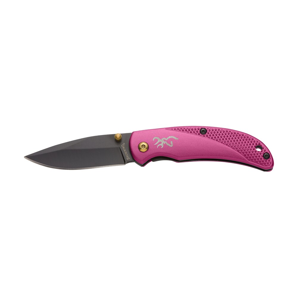 browning 3220343 prism 3 edc folding 2.38" plain black oxide 7cr17mov ss blade, plum w/brass accents & logo anodized aluminum handle, includes pocket clip Browning 3220343 Prism 3 EDC Folding 2.38" Plain Black Oxide 7Cr17MoV SS Blade, Plum Sports South item 119621
