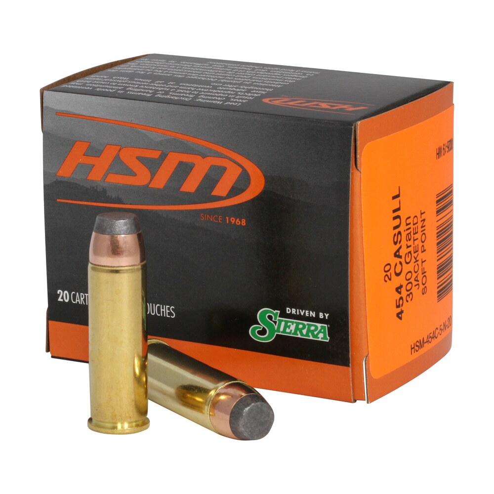 hsm 454c5n20 pro pistol 454 casull 300 gr jacketed soft point 20 per box/ 20 case HSM 454C5N20 Pro Pistol 454 Casull 300 gr Jacketed Soft Point 20 Per Box/ 20 Case Sports South item 119654