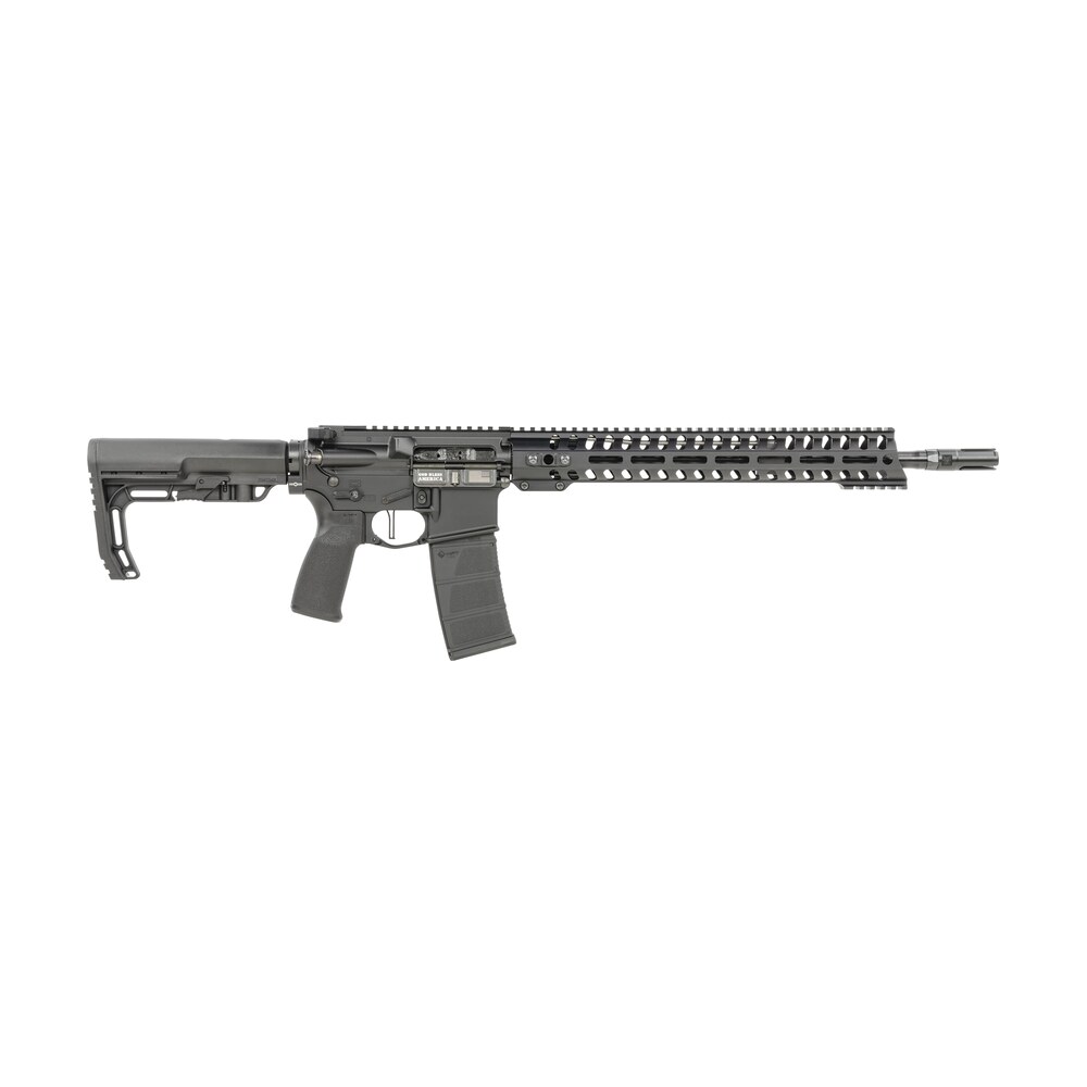 patriot ordnance factory 01644 minuteman direct impingement 5.56x45mm 30+1 16.50" nitride treated threaded barrel, black hard coat anodized receiver, synthetic 6 position mft minimalist stock Patriot Ordnance Factory 01644 Minuteman Direct Impingement 5.56x45mm 30+1 16.50" Nitride Sports South item 119727