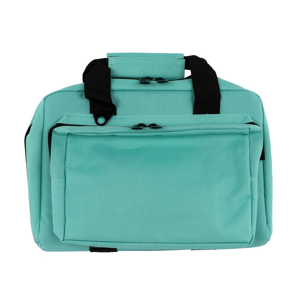 us peacekeeper p21102 mini range bag water resistant robin's egg blue 600d polyester with 8 mag pockets, lockable zippers & wraparound handles 12.75" l x 8.75" h x 3" d exterior dimensions US PeaceKeeper P21102 Mini Range Bag Water Resistant Robin's Egg Blue 600D Polyester Sports South item 119753