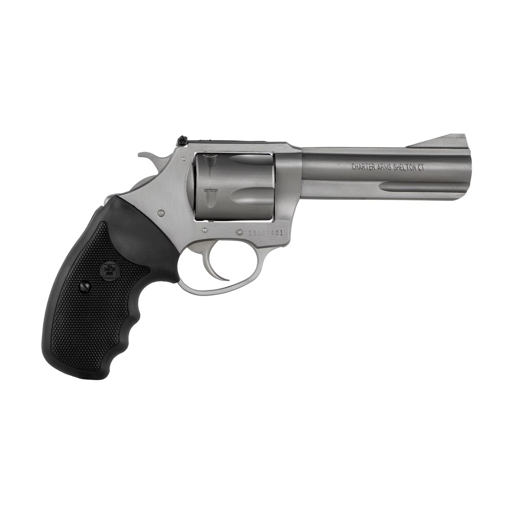 charter arms 74042 pitbull 40 s&w 5 shot 4.20" matte stainless steel barrel, cylinder & frame w/black finger grooved rubber grip Charter Arms 74042 Pitbull 40 S&W 5 Shot 4.20" Matte Stainless Steel Sports South item 119797