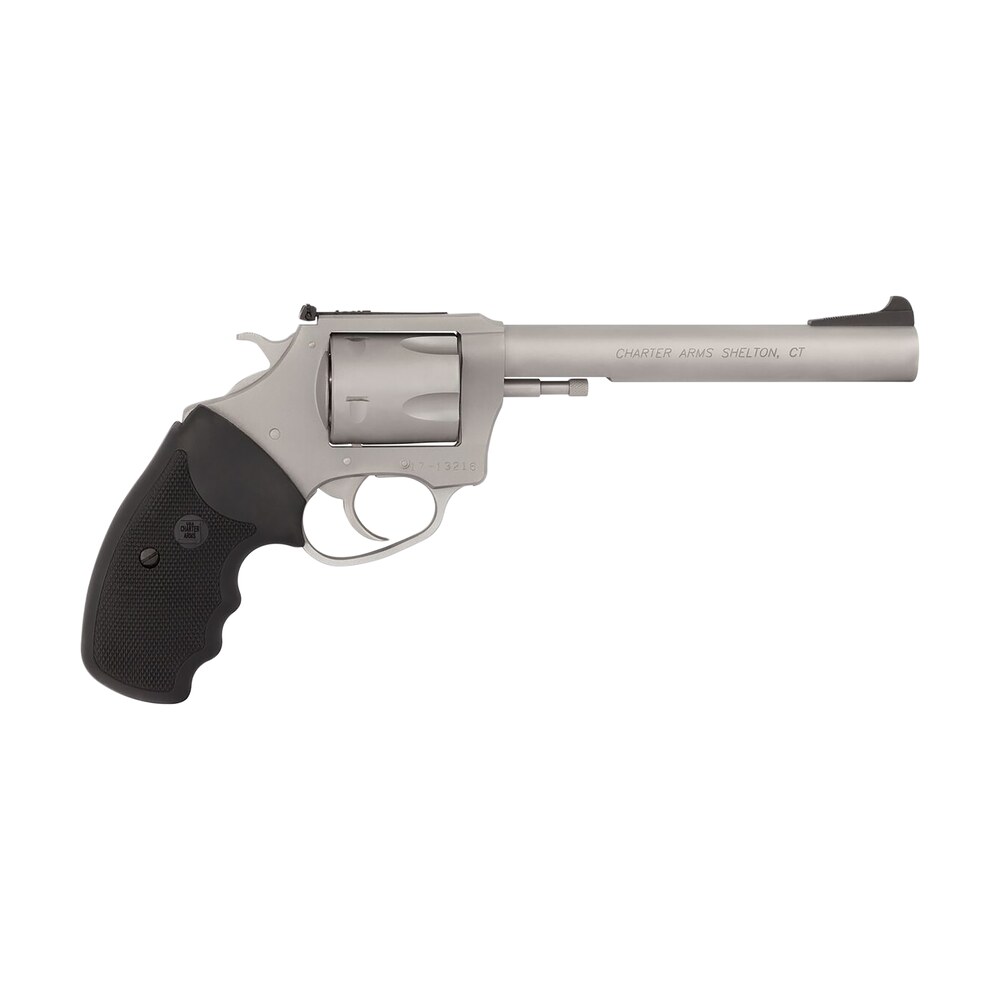 charter arms 79960 pitbull large 9mm luger, 5 shot 6" matte stainless steel barrel, cylinder & frame w/black finger grooved rubber grip Charter Arms 79960 Pitbull Large 9mm Luger, 5 Shot 6" Matte Stainless Steel Sports South item 119799