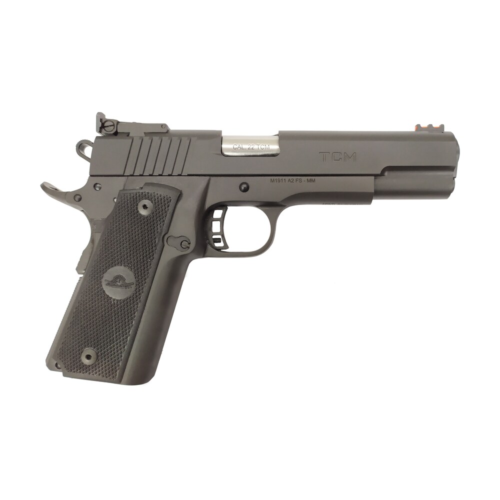 rock island 56922 tcm standard fs 22 tcm caliber with 5" barrel, 17+1 capacity, overall black parkerized finish steel, beavertail frame, serrated slide & black polymer grip Rock Island 56922 TCM Standard FS 22 TCM Caliber Sports South item 119975