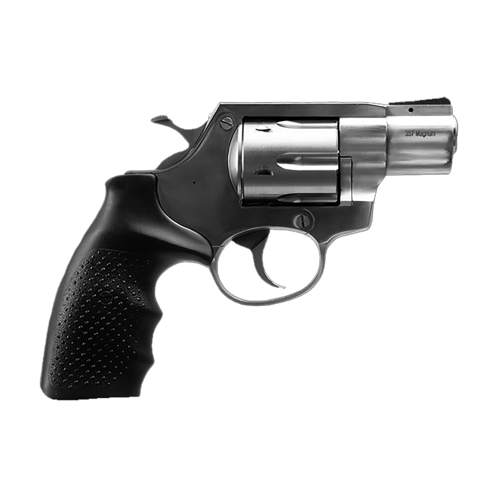 rock island 3520s al3.1 medium frame 357 mag 6 shot, 2" stainless full shroud barrel, cylinder & frame, black finger grooved rubber grip, transfer bar safety, exposed hammer Rock Island 3520S AL3.1 Medium Frame 357 Mag 6 Shot, 2" Stainless Full Shroud Sports South item 119979