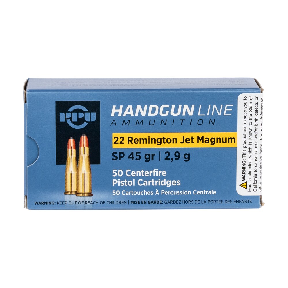 ppu pph22rj handgun 22remjetmag 45gr soft point 50 per box/10 case PPU PPH22RJ Handgun 22RemJetMag 45gr Soft Point 50 Per Box/10 Case Sports South item 120054