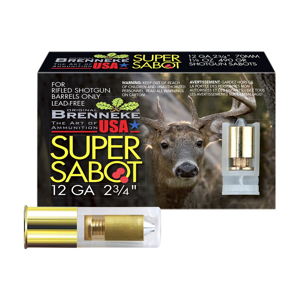 brenneke sl122sus supersabot 12gauge 2.75" 1 1/8oz sabot slug shot 5 per box/50 case Brenneke SL122SUS SuperSabot 12Gauge 2.75" 1 1/8oz Sabot Slug Shot 5 Per Box/50 Case Sports South item 120163