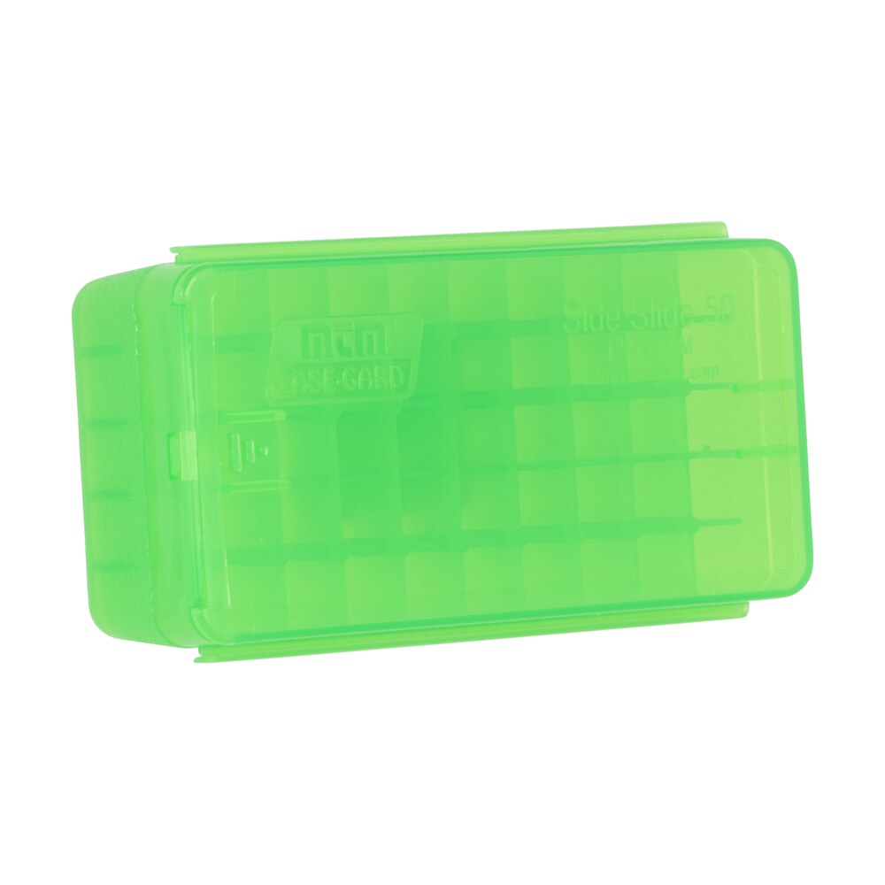 mtm case gard p50ss9m16 side slide ammo box multi caliber handgun clear green plastic 50rd MTM Case-Gard P50SS9M16 Side-Slide Ammo Box Multi-Caliber Handgun Clear Green Plastic 50rd Sports South item 120242