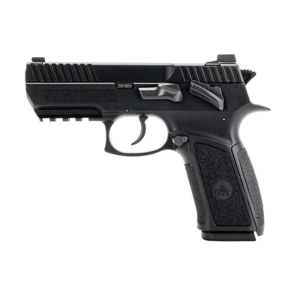iwi us j941psl9ii jericho 941 enhanced 9mm luger caliber with 3.80" barrel, 16+1 capacity, overall black finish, picatinny rail frame, serrated steel slide & polymer grip IWI US J941PSL9II Jericho 941 Enhanced 9mm Luger Caliber Sports South item 120328