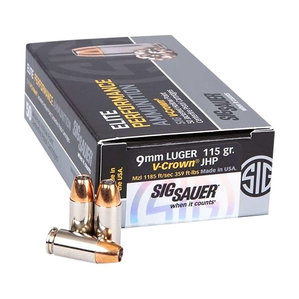 sig sauer e9mma1comp50 match elite competition 9mmluger 115gr v crown jacketed hollow point 50 per box/20 case Sig Sauer E9MMA1COMP50 Match Elite Competition 9mmLuger 115gr V-Crown Jacketed Hollow Point 50 Sports South item 120531