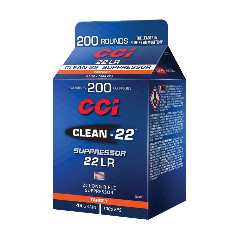 cci 980cc clean 22 suppressor 22 lr 45 gr lead round nose 200 per box/ 10 case CCI 980CC Clean-22 Suppressor 22 LR 45 gr Lead Round Nose 200 Per Box/ 10 Case Sports South item 120670