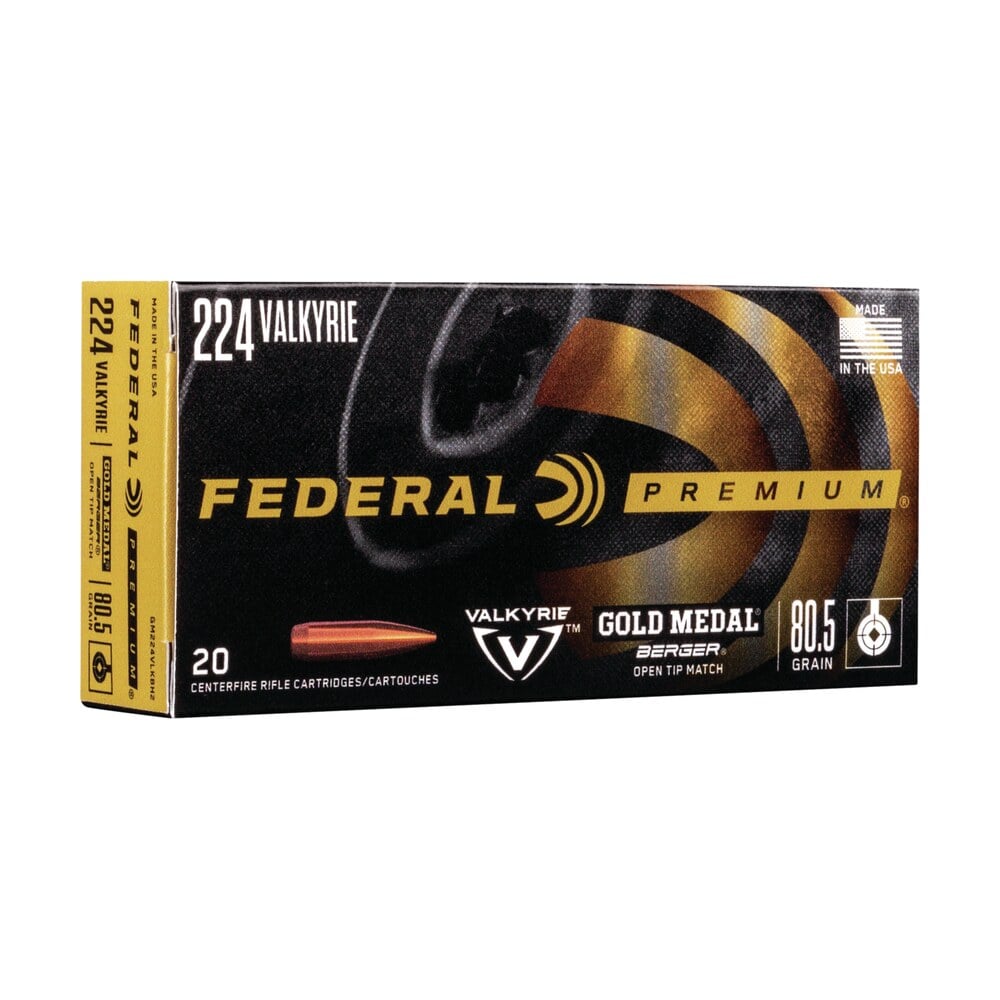 federal gm224vlkbh2 premium gold medal 224valkyrie 80.5gr berger open tip match 20 per box/10 case Federal GM224VLKBH2 Premium Gold Medal 224Valkyrie 80.5gr Berger Open Tip Match 20 Per Box/10 Sports South item 121082