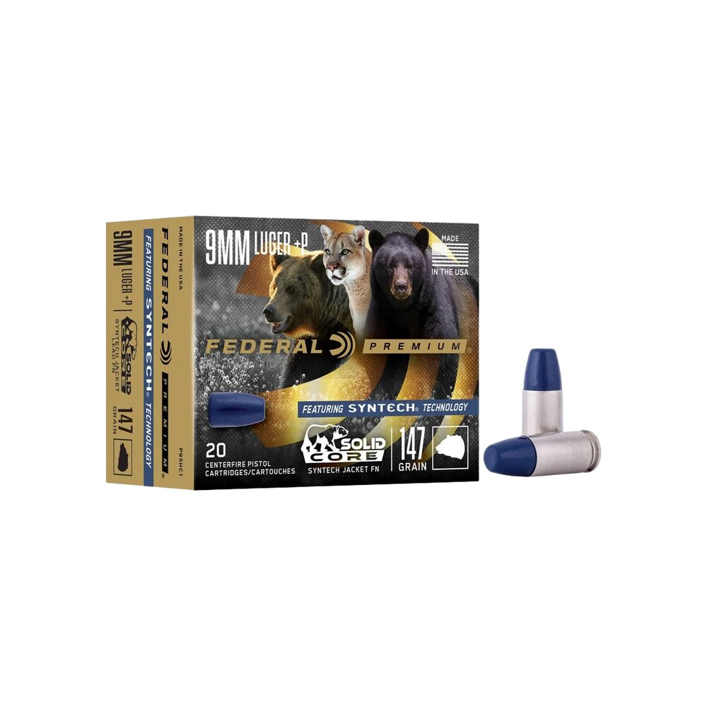 federal p9shc1 premium 9mmluger+p 147gr solid core synthetic flat nose 20 per box/10 case Federal P9SHC1 Premium 9mmLuger+P 147gr Solid Core Synthetic Flat Nose 20 Per Box/10 Case Sports South item 121127