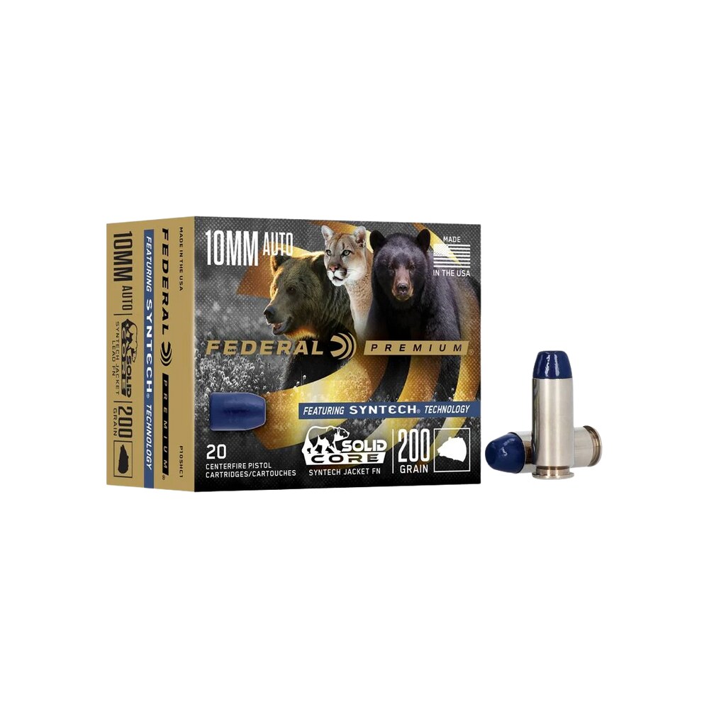 federal p10shc1 premium 10mmauto 200gr solid core synthetic flat nose 20 per box/10 case Federal P10SHC1 Premium 10mmAuto 200gr Solid Core Synthetic Flat Nose 20 Per Box/10 Case Sports South item 121143