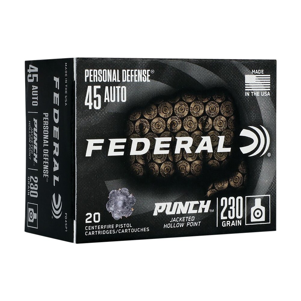 federal pd45p1 punch personal defense 45acp 230gr jacketed hollow point 20 per box/10 case Federal PD45P1 Punch Personal Defense 45ACP 230gr Jacketed Hollow Point 20 Per Box/10 Case Sports South item 121152