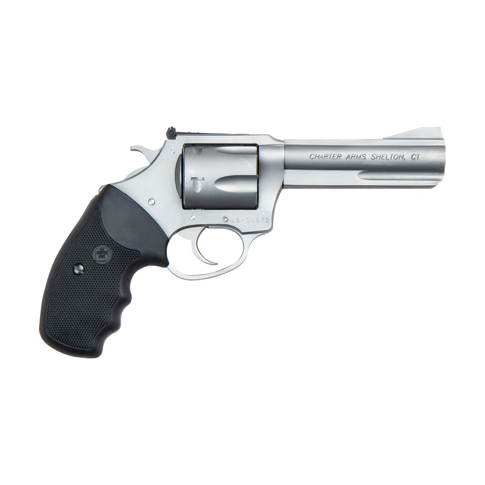 charter arms 73542 mag pug target large 357 mag, 5 shot 4.20" matte stainless steel barrel, cylinder & frame w/black finger grooved rubber grip Charter Arms 73542 Mag Pug Target Large 357 Mag, 5 Shot 4.20" Matte Stainless Steel Sports South item 121426