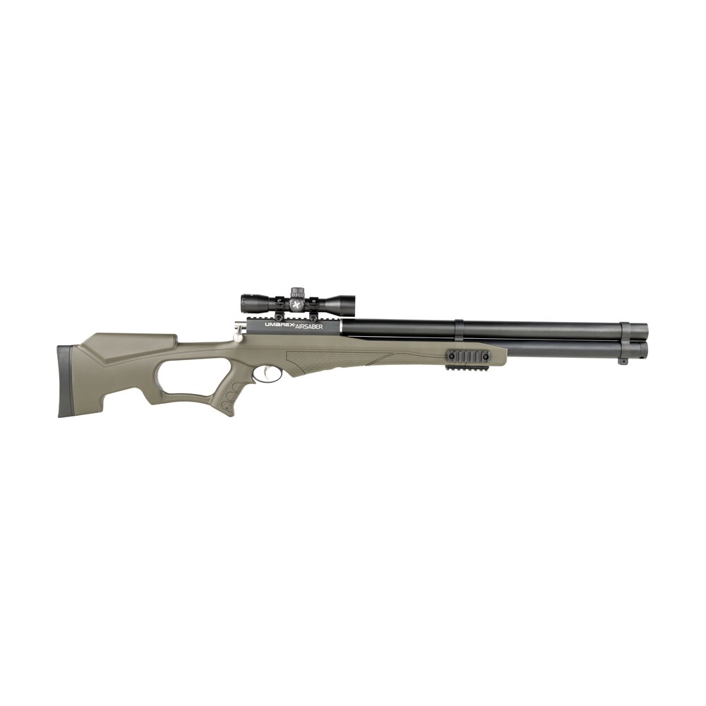 umarex 2252660 air saber combo pcp umarex straight flight technology arrows 1 shot, black barrel, black receiver, green fixed thumbhole stock, scope axeon optics 4x32mm Umarex 2252660 Air Saber Combo PCP Umarex Straight Flight Technology Arrows 1 Shot, Black Sports South item 121688