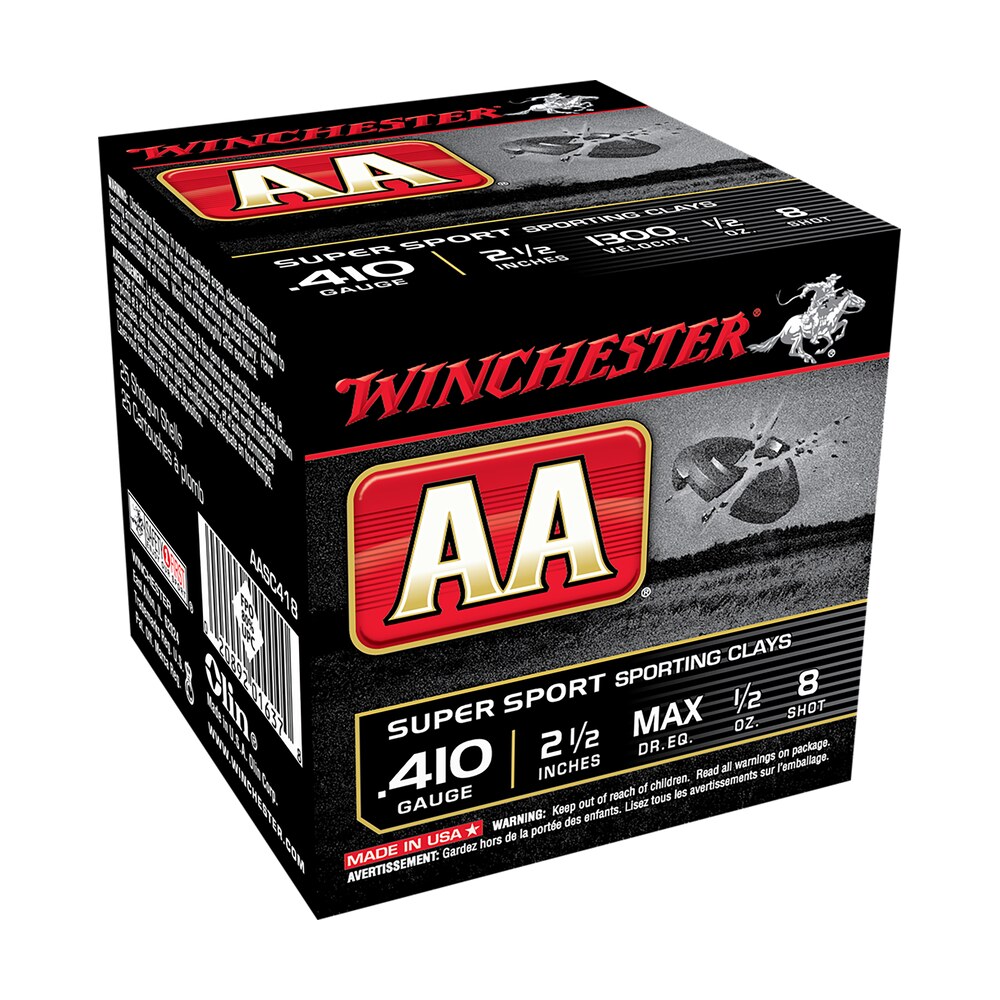 winchester ammo aasc418vp aa sporting clay 410gauge 2.50" 1/2oz 8shot 100 per box/5 case Winchester Ammo AASC418VP AA Sporting Clay 410Gauge 2.50" 1/2oz 8Shot 100 Per Box/5 Case Sports South item 121862