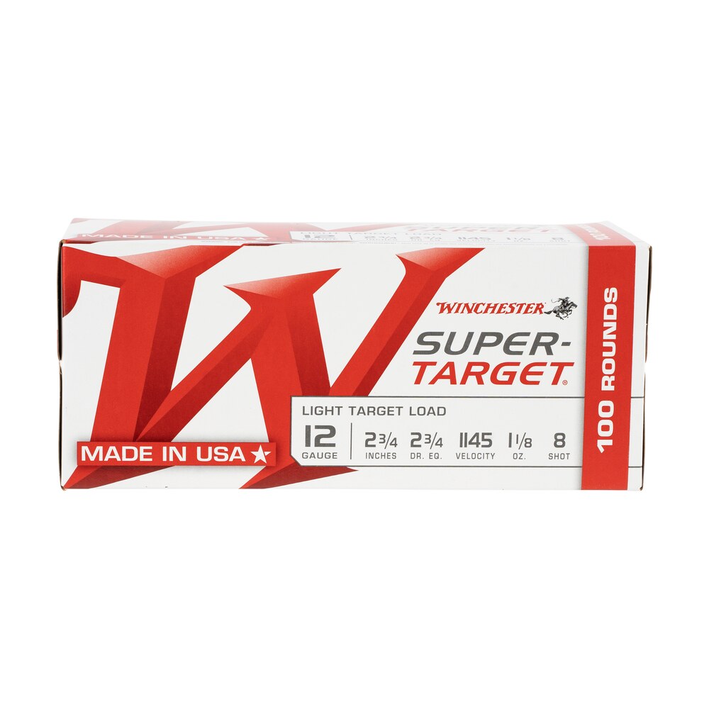 winchester ammo trgt128vp super target light target value pack 12 gauge 2.75" 1 1/8oz 8 shot 100/box Winchester Ammo TRGT128VP Super-Target Light Target Value Pack 12 Gauge 2.75" 1 1/8oz 8 Shot Sports South item 121868