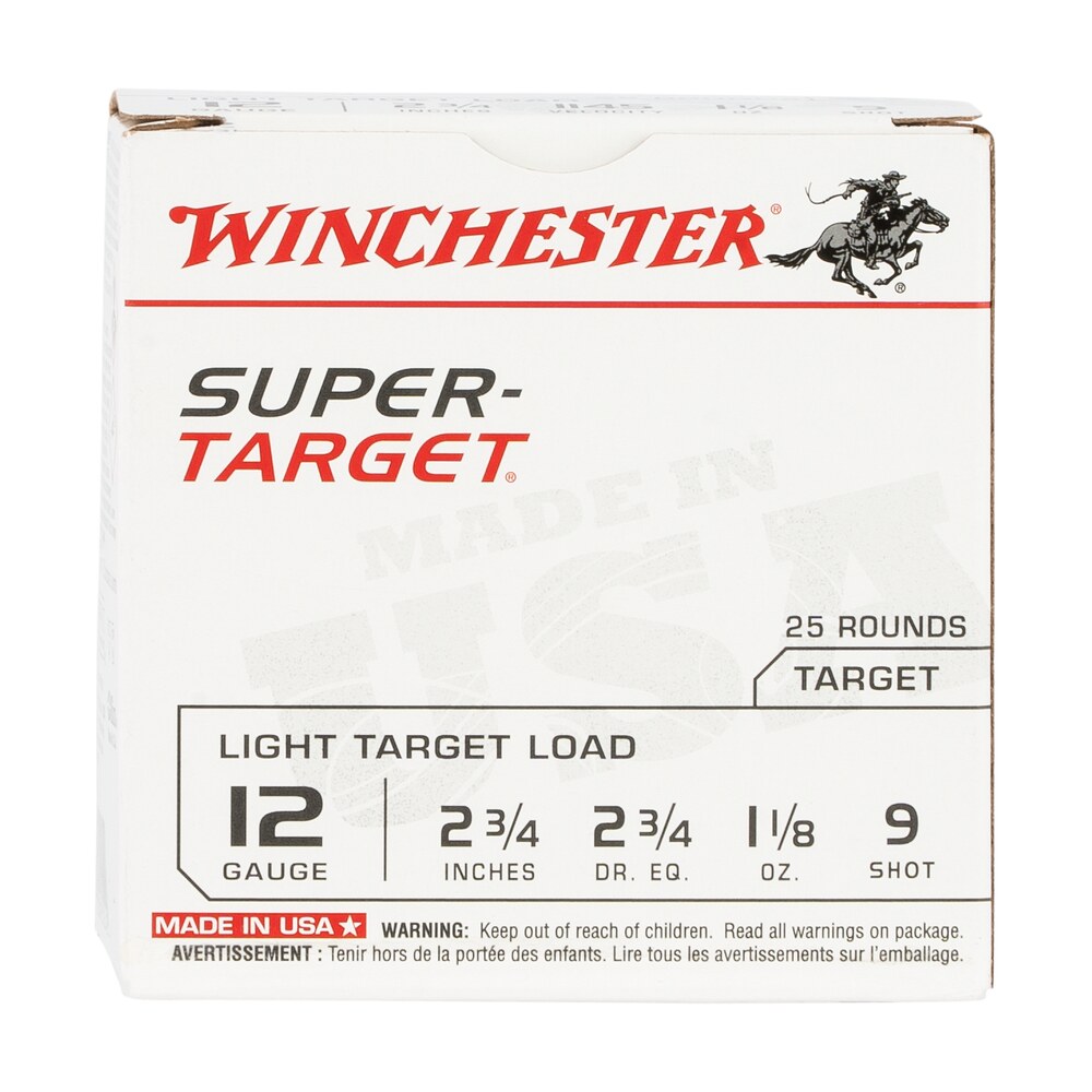winchester ammo trgt129 super target light target 12gauge 2.75" 1 1/8oz 9shot 25 per box/10 case Winchester Ammo TRGT129 Super-Target Light Target 12Gauge 2.75" 1 1/8oz 9Shot 25 Per Box/10 Sports South item 121869