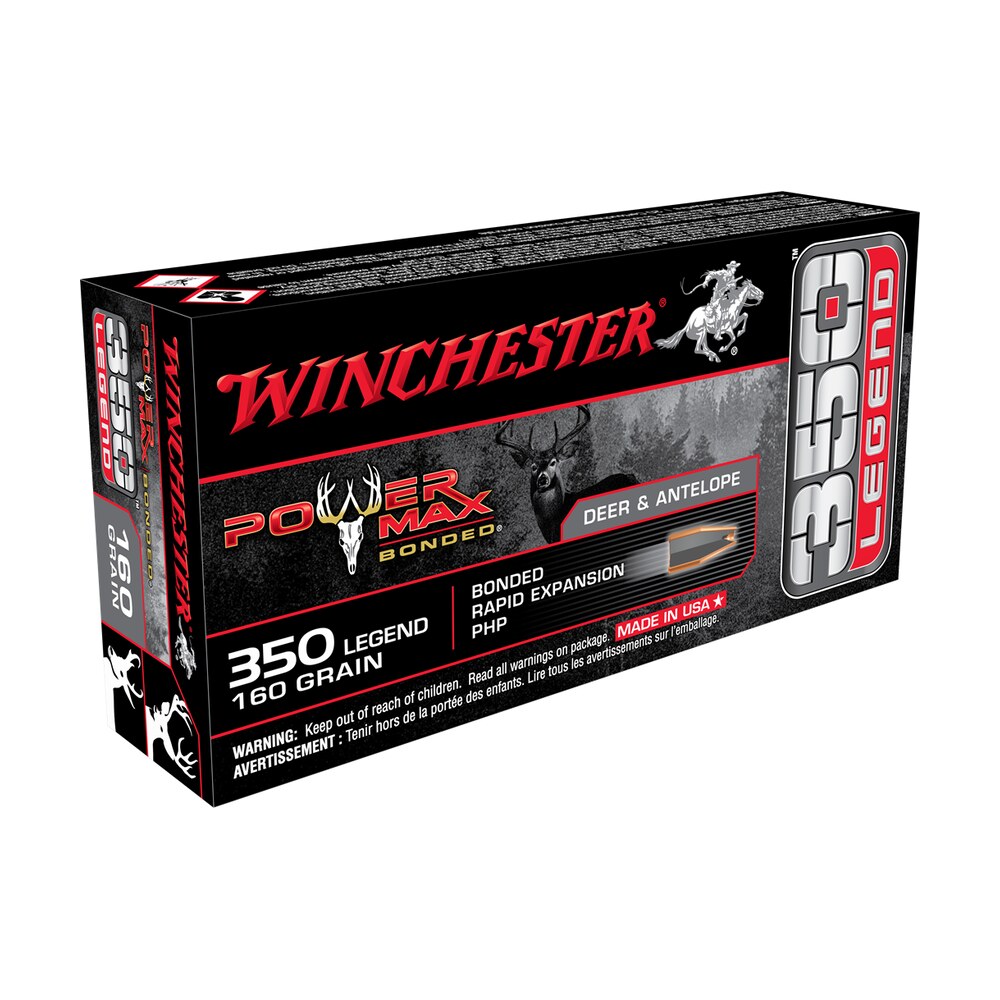 winchester ammo x3501bp power max bonded 350legend 160gr bonded rapid expansion php 20 per box/10 case Winchester Ammo X3501BP Power Max Bonded 350Legend 160gr Bonded Rapid Expansion PHP 20 Per Sports South item 121901