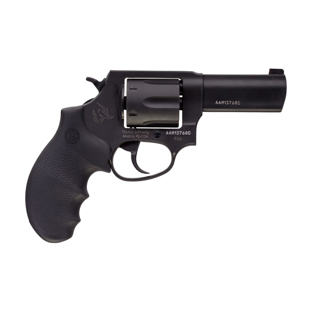 taurus 2 85631ns 856 defender small 38 special +p 6 shot 3" matte black stainless steel barrel & cylinder, matte black aluminum frame, hogue finger grooved grip, transfer bar safety, exposed hammer Taurus 2-85631NS 856 Defender Small 38 Special +P 6 Shot 3" Matte Black Stainless Steel Barrel Sports South item 121944