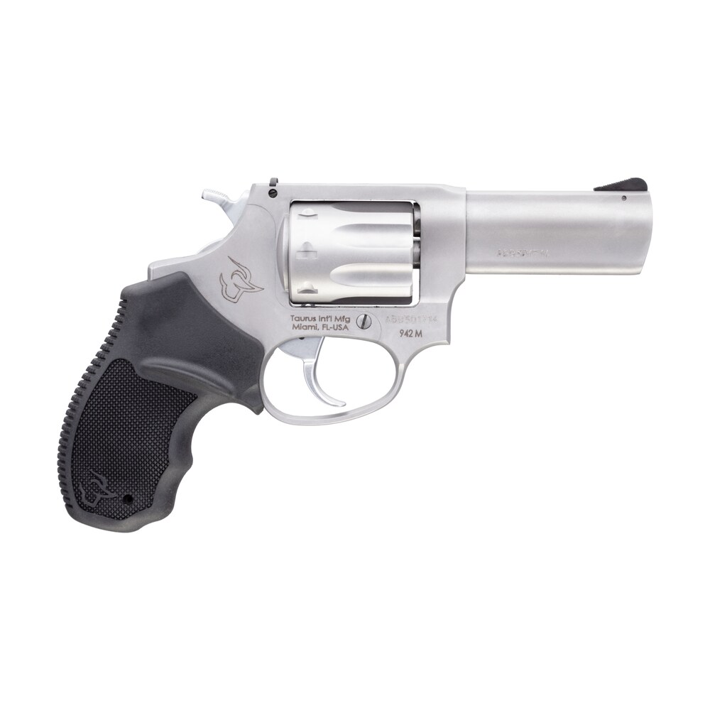 taurus 2942m039 942 22 wmr 8rd 3" barrel, overall matte finish stainless steel & finger grooved black polymer grip Taurus 2942M039 942 22 WMR 8rd 3" Sports South item 121964