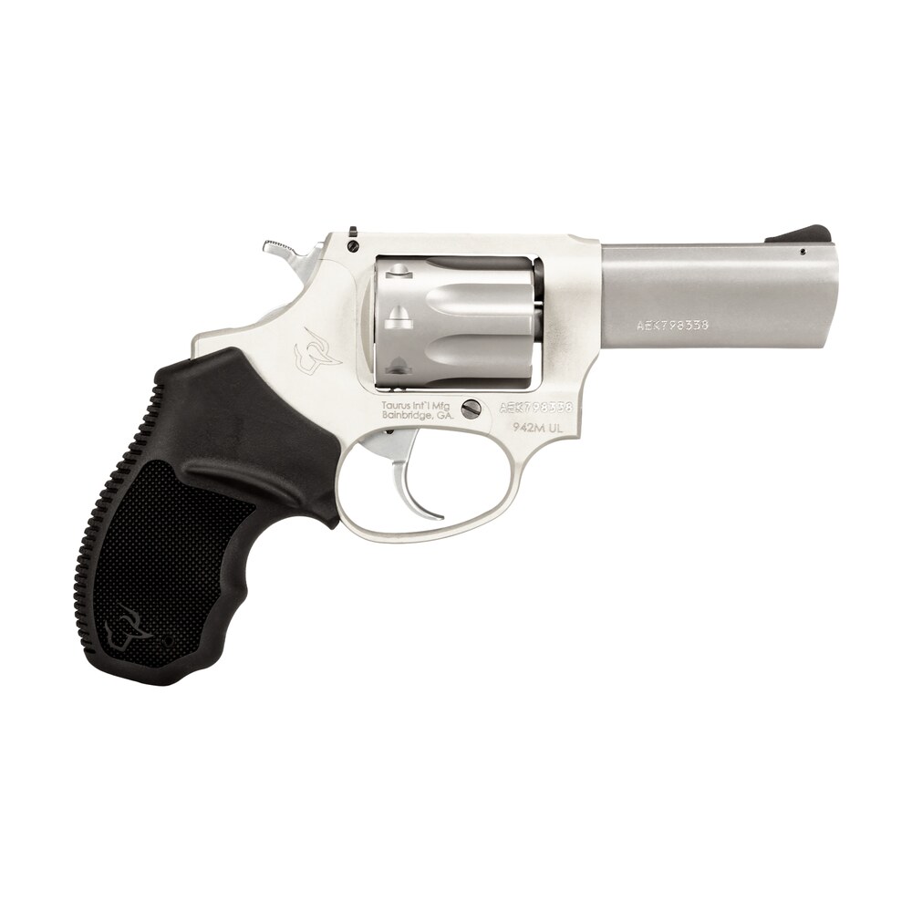 taurus 2942m039ul 942 ultra lite 22 wmr 8rd 3" matte stainless finish barrel, matte stainless finish cylinder, stainless anodized finish aluminum frame & finger grooved black polymer grip Taurus 2942M039UL 942 Ultra-Lite 22 WMR 8rd 3" Matte Stainless Finish Sports South item 121965