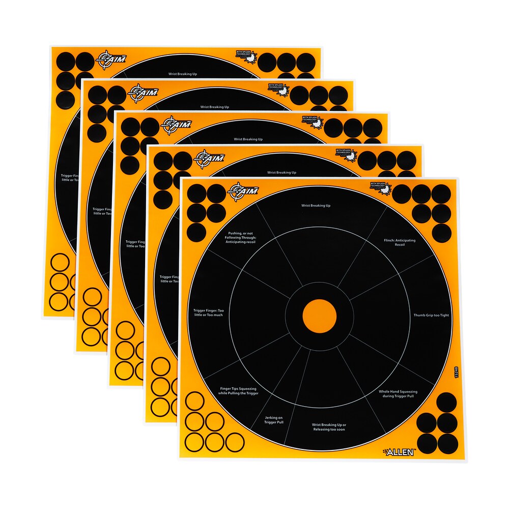 ez aim 15248 splash reactive self adhesive paper black/orange 12" bullseye 5 pack EZ-Aim 15248 Splash Reactive Self-Adhesive Paper Black/Orange 12" Bullseye 5 Pack Sports South item 122484