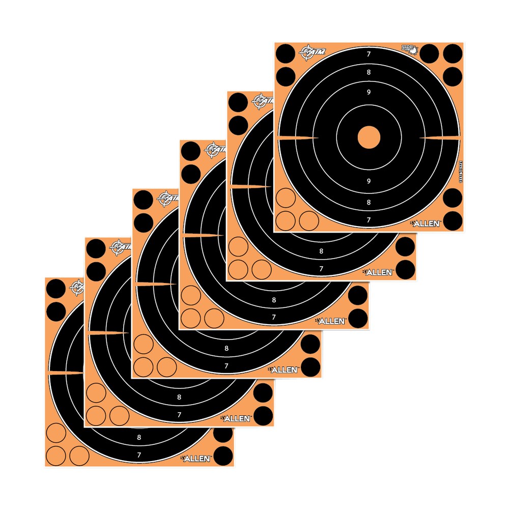 ez aim 15316 splash reactive self adhesive paper black/orange 8" bullseye 6 pack EZ-Aim 15316 Splash Reactive Self-Adhesive Paper Black/Orange 8" Bullseye 6 Pack Sports South item 122488