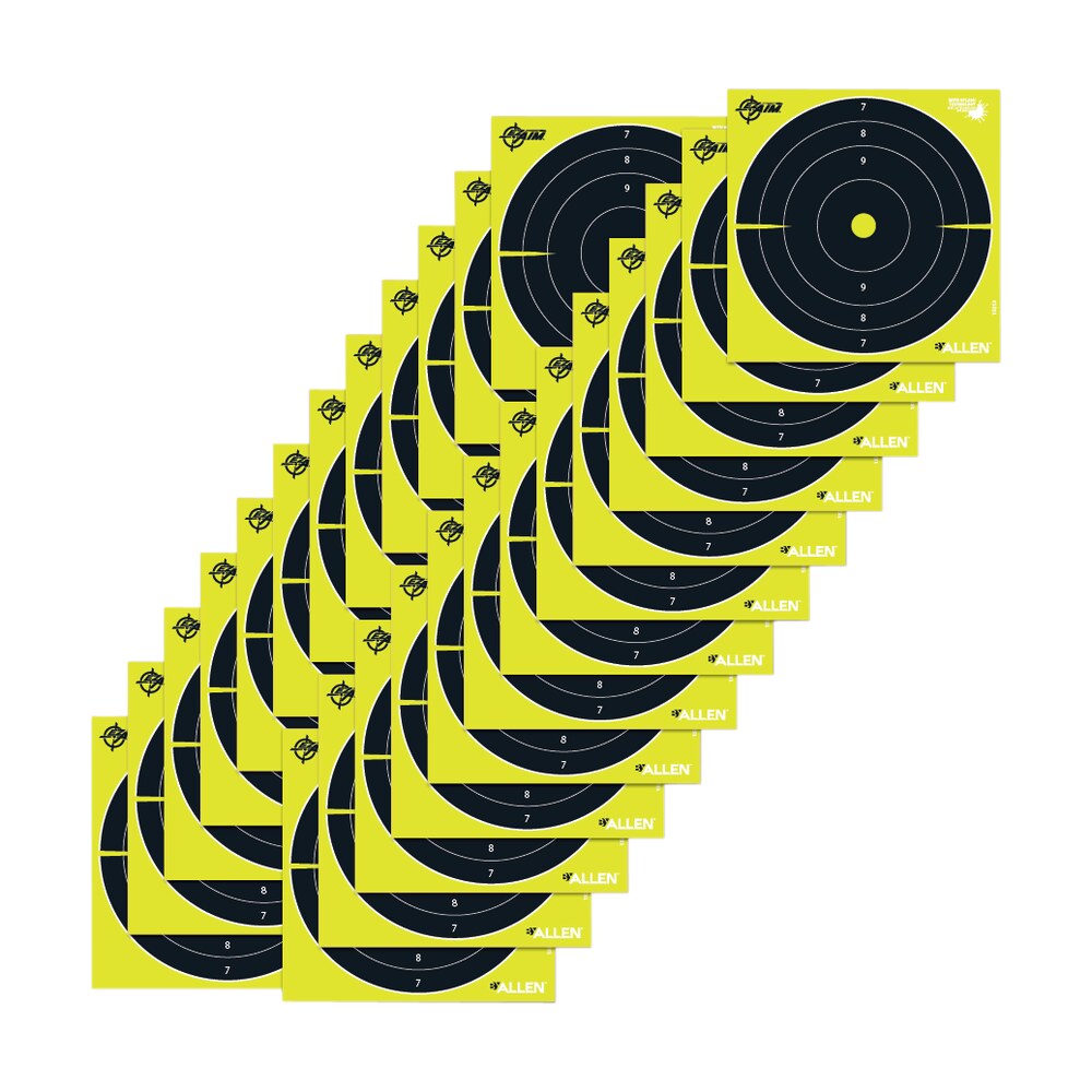 ez aim 15213 splash reactive 8" bullseye hanging paper 8" x 8" black/yellow white 25 per pkg EZ-Aim 15213 Splash Reactive 8" Bullseye Hanging Paper 8" x 8" Black/Yellow White 25 Per Pkg Sports South item 122498