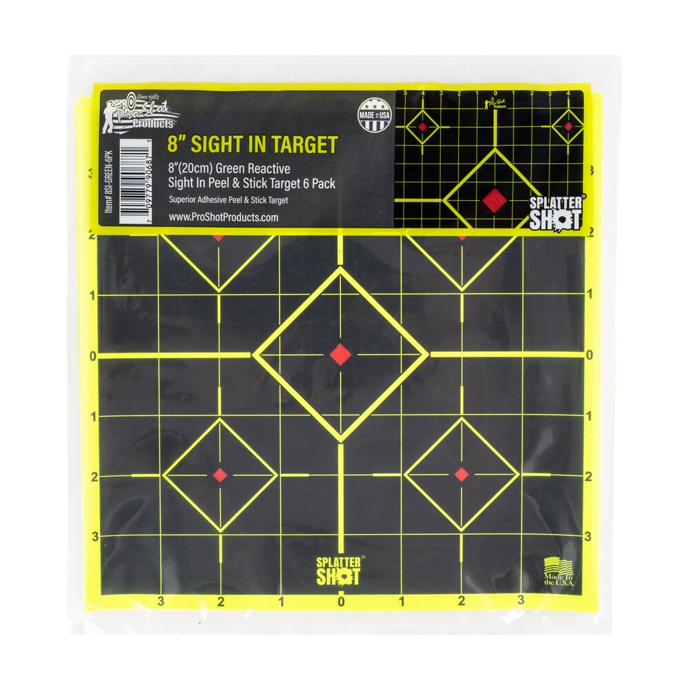 pro shot 8sigreen6pk splattershot sight in self adhesive paper black/green 8" 5 diamond 6 pack Pro-Shot 8SIGREEN6PK SplatterShot Sight-In Self-Adhesive Paper Black/Green 8" 5-Diamond 6 Pack Sports South item 122975