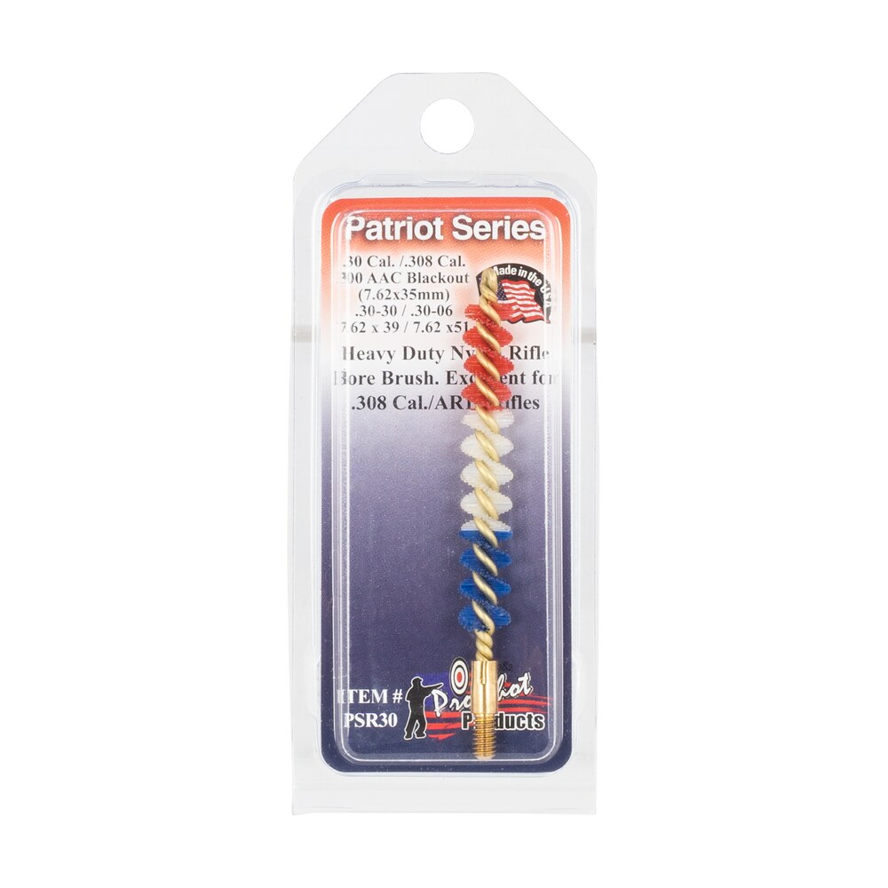 pro shot psr30 patriot series bore brush .30/ .308/ .300 blackout/ 7.62mm cal rifle #8 32 thread nylon bristles brass core Pro-Shot PSR30 Patriot Series Bore Brush .30/ .308/ .300 Blackout/ 7.62mm Cal Rifle #8-32 Sports South item 123003