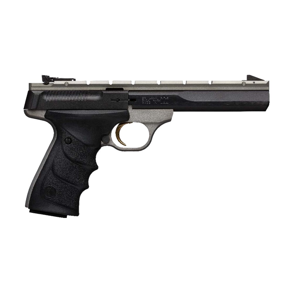 browning 051564490 buck mark contour 22 lr 10+1 5.50" contoured barrel, matte black optic ready/serrated steel slide, gray anodized aluminum frame, black ultragrip rx grips Browning 051564490 Buck Mark Contour 22 LR 10+1 5.50" Contoured Sports South item 123128