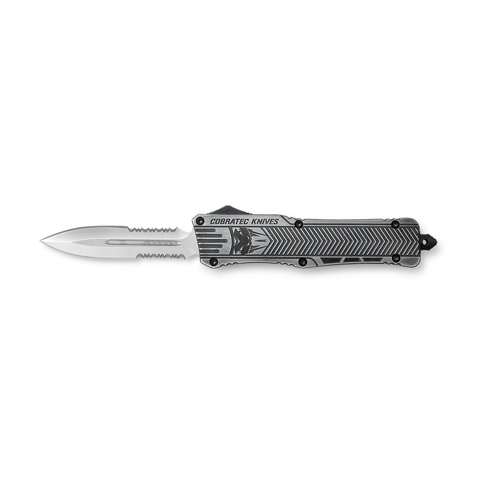 cobratec knives lswctk1ldg2ss ctk 1 large 3.75" otf dagger part serrated d2 steel blade/ stonewashed aluminum handle features glass breaker includes pocket clip CobraTec Knives LSWCTK1LDG2SS CTK-1 Large 3.75" OTF Dagger Part Serrated D2 Steel Blade/ Sports South item 123152