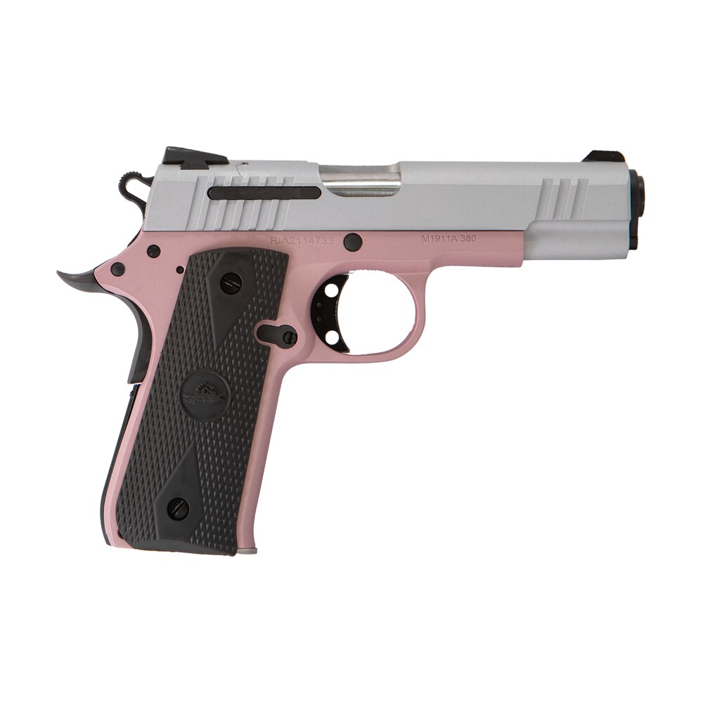 citadel cit380rose m1911 baby compact frame 380 acp 7+1, 3.75" stainless steel barrel, silver serrated steel slide, rose cerakote aluminum frame w/beavertail, ambidextrous Citadel CIT380ROSE M1911 Baby Compact Frame 380 ACP 7+1, 3.75" Stainless Steel Sports South item 123270