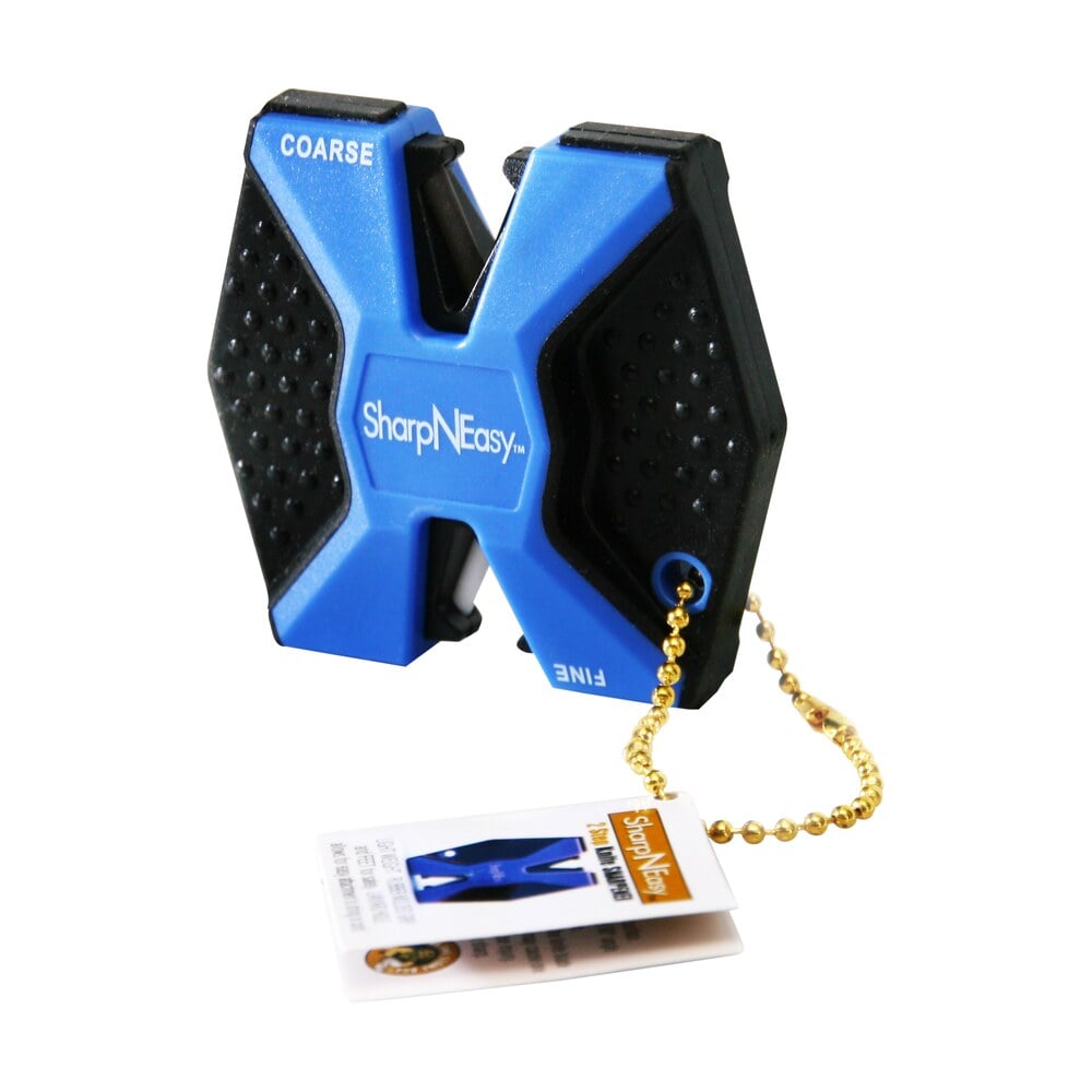 accusharp 334c sharpneasy 2 step sharpener hand held fine coarse ceramic stone sharpener plastic handle black/blue AccuSharp 334C SharpNEasy 2-Step Sharpener Hand Held Fine Coarse Ceramic Stone Sharpener Sports South item 123783