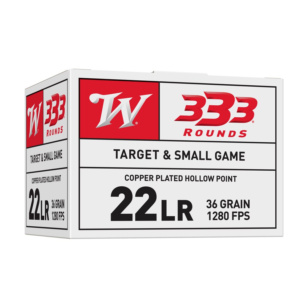 winchester ammo 22lr333hp usa 22lr 36gr copper plated hollow point 333 per box/10 case Winchester Ammo 22LR333HP USA 22LR 36gr Copper Plated Hollow Point 333 Per Box/10 Case Sports South item 123899