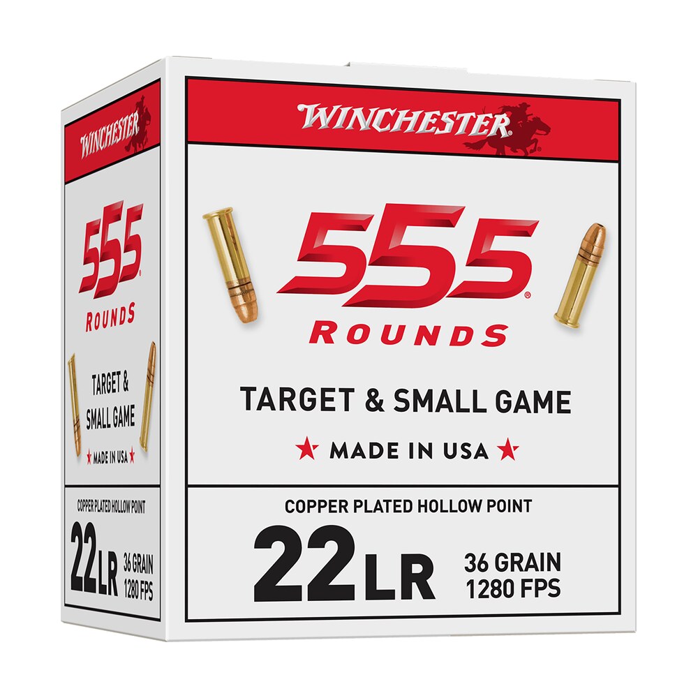 winchester ammo 22lr555hp usa 22lr 36gr copper plated hollow point 555 per box/10 case *bulk Winchester Ammo 22LR555HP USA 22LR 36gr Copper Plated Hollow Point 555 Per Box/10 Case *Bulk Sports South item 123901